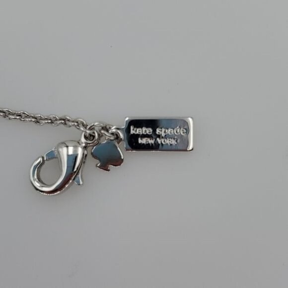 Kate Spade Hole Punch Silver Logo Long Necklace - Picture 6 of 7